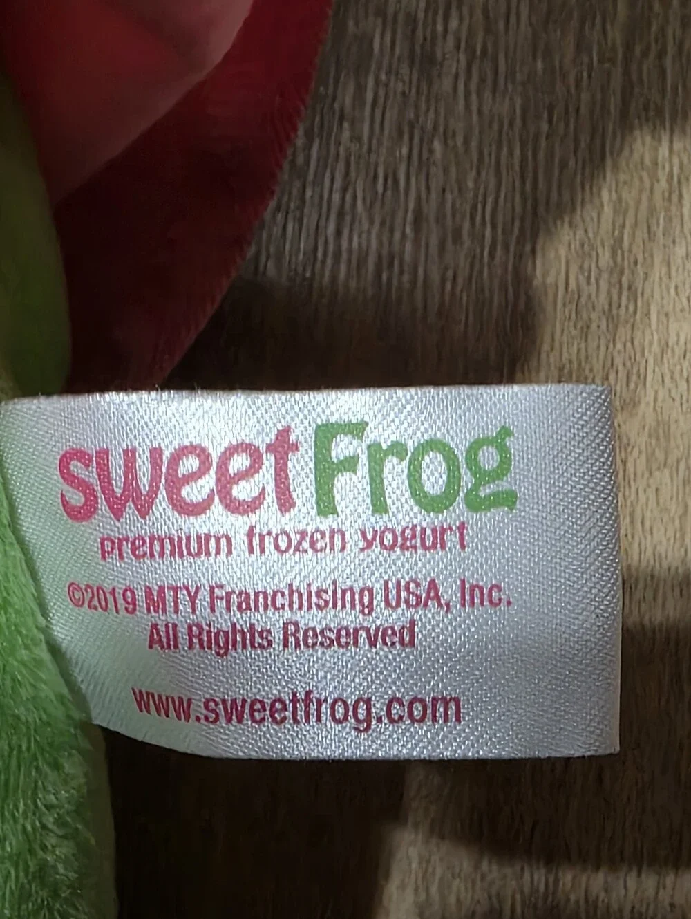 SWEET FROG YOGURT MASCOT GIRL PLUSH PINK DRESS HAIR BOW
